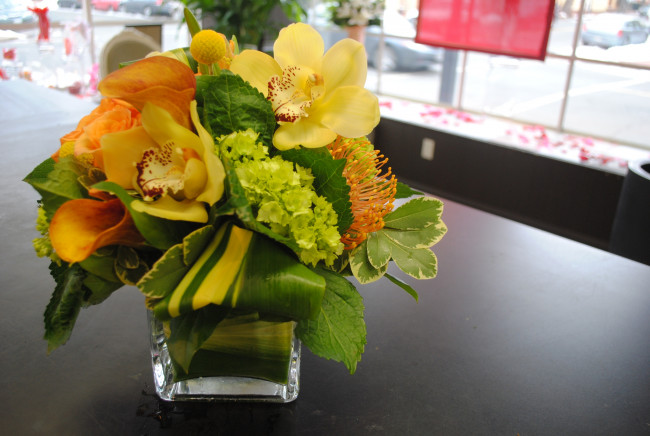 Обои картинки фото цветы, букеты,  композиции, каллы, букет, орхидея