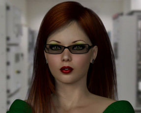 Картинка 3д+графика портрет+ portraits очки фон взгляд девушка