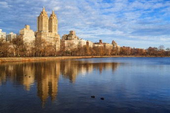 Картинка города нью-йорк+ сша дома небо центральный парк нью-йорк пруд пейзаж