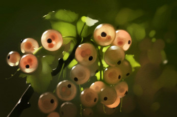 Картинка gaudibuendia рисованное природа смородина art листья ветка pink currants