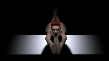 Картинка 3д+графика люди+ people рыжая фон взгляд девушка