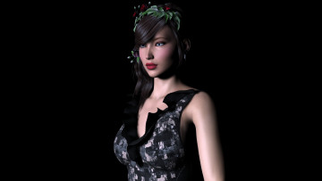 Картинка 3д+графика люди+ people венок фон девушка взгляд цветы