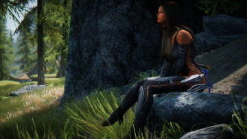 Картинка 3д+графика люди+ people взгляд девушка оружие фон