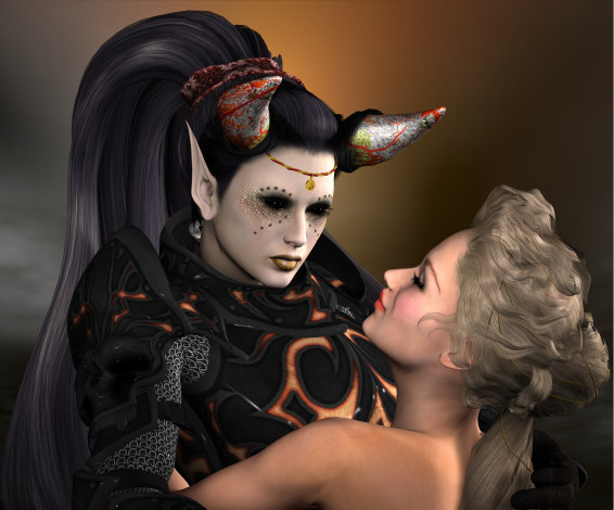 Обои картинки фото 3д графика, существа , creatures, фон, кастаника, девушка, взгляд