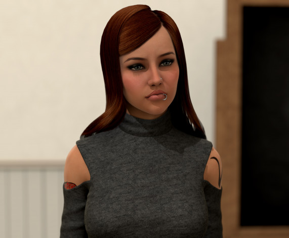 Обои картинки фото 3д графика, люди , people, девушка, взгляд, фон