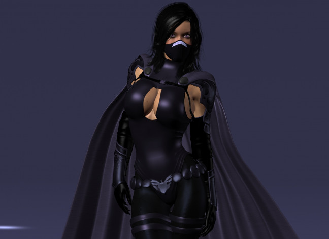 Обои картинки фото 3д графика, люди , people, девушка, взгляд, фон, маска, накидка