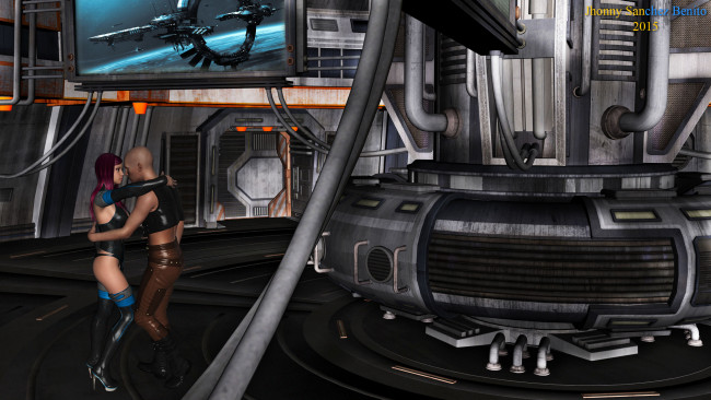 Обои картинки фото 3д графика, фантазия , fantasy, мужчина, фон, взгляд, девушка