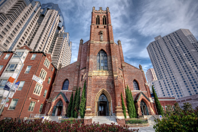 Обои картинки фото st,  patrick`s catholic church,  san francisco, города, сан-франциско , сша, храм, площадь