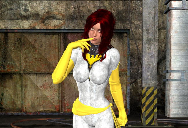 Обои картинки фото 3д графика, люди , people, фон, взгляд, девушка, рыжая