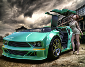 Картинка автомобили 3d+car&girl автомобиль фон взгляд девушка