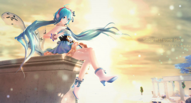 Обои картинки фото аниме, vocaloid, hatsune, miku, awakawayui