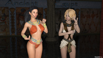 обоя 3д графика, люди , people, девушки, взгляд, фон