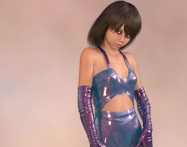 Обои картинки фото 3д графика, люди , people, взгляд, фон, девушка