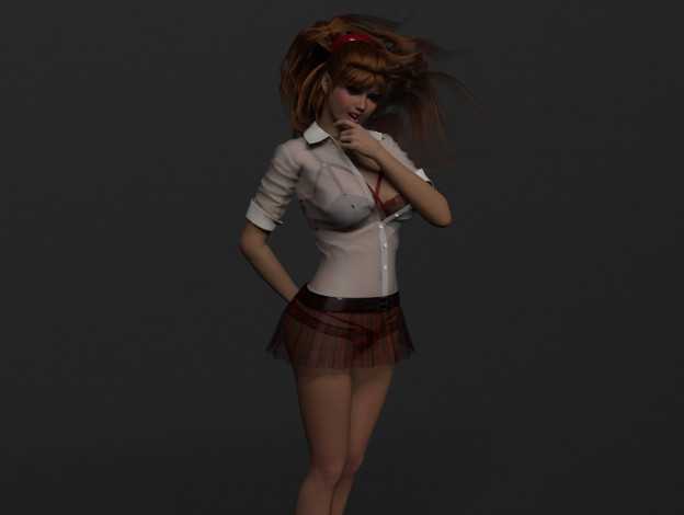 Обои картинки фото 3д графика, люди , people, взгляд, девушка, фон