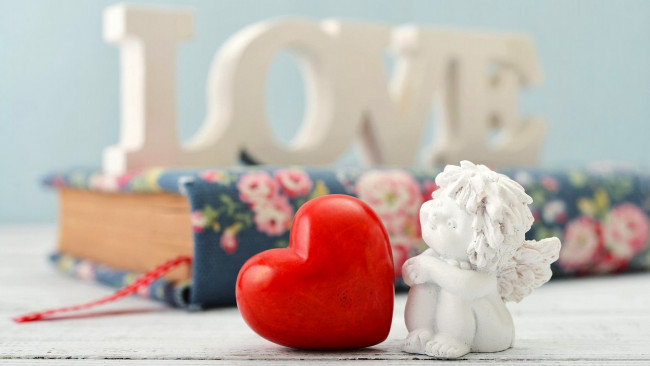 Обои картинки фото праздничные, день святого валентина,  сердечки,  любовь, ангел, сердце, надпись, книга