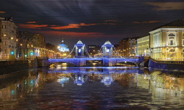 Картинка города санкт-петербург +петергоф+ россия мост ломоносова украешние набережная река parsadanov фонтанка ночь санкт петербург иллюминация