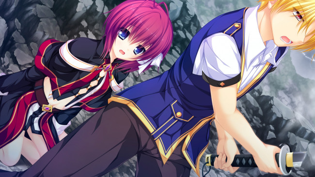 Обои картинки фото justy&, 215, nasty ~maou hajimemashita, аниме, nasty ~maou hajimemashita~, фон, взгляд, девушки