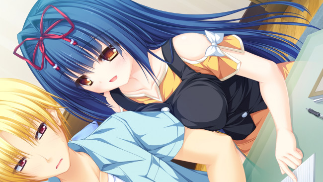 Обои картинки фото justy&, 215, nasty ~maou hajimemashita, аниме, nasty ~maou hajimemashita~, фон, взгляд, девушки