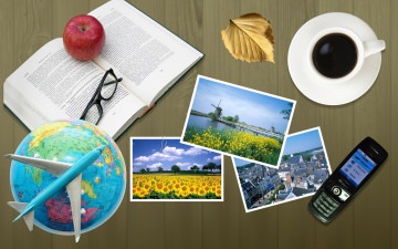 Картинка разное компьютерный+дизайн кофе фотографии телефон книга яблоко самолет очки
