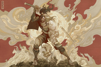 Картинка аниме оружие +техника +технологии воин монстр кости