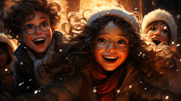 Картинка рисованное люди девочки лица очки радость