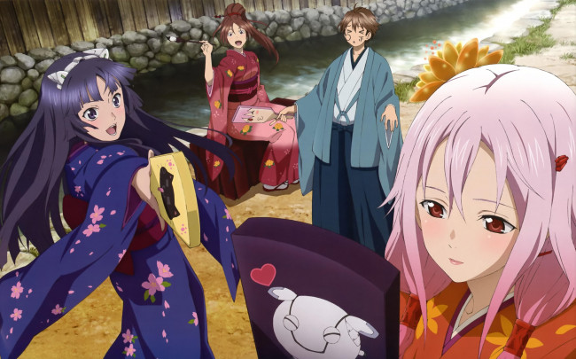 Обои картинки фото аниме, guilty, crown, tsugumi, shinomiya, ayase, ouma, shu, yuzuriha, inori