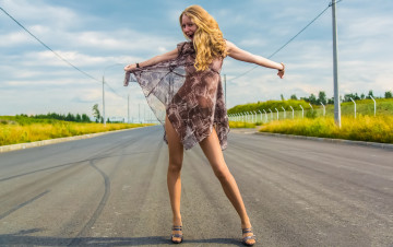 Картинка -Unsort+Блондинки ella девушки unsort блондинки платье колготки дорога