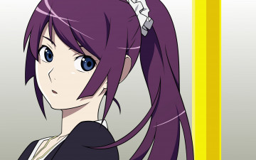 Картинка аниме bakemonogatari фон лицо платье senjougahara+hitagi взгляд хвостик волосы поза