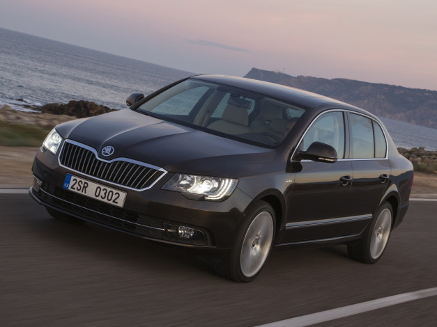 Обои картинки фото автомобили, skoda, superb, laurin, klement, 2013, темный