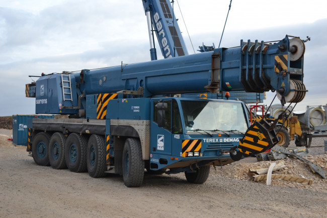 Обои картинки фото terex demag ac100, техника, краны, самоходный, кран, автошасси