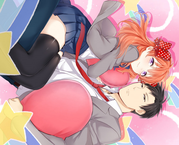 Обои картинки фото аниме, gekkan shoujo nozaki-kun, девушка, парень, мангака, нозаки