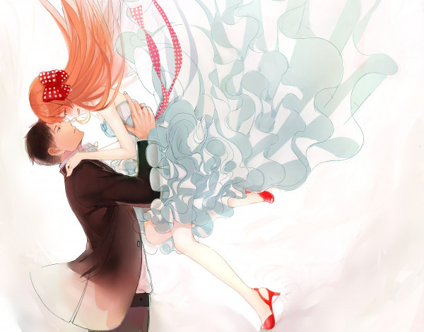 Обои картинки фото аниме, gekkan shoujo nozaki-kun, романтика, пара, свадьба, мангака, нозаки, девушка, парень