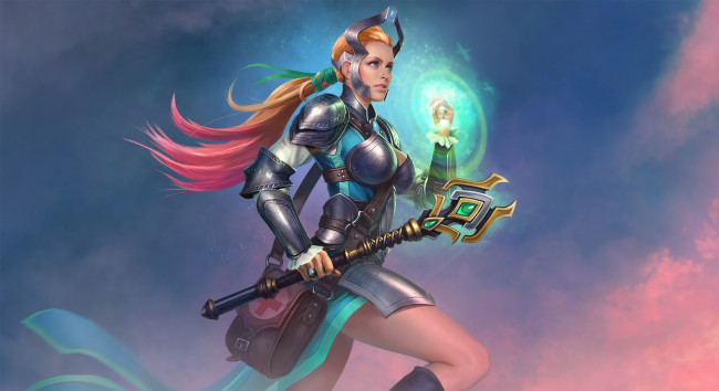 Обои картинки фото видео игры, juggernaut, cassandra, воин, art, wars, жезл, девушка, магия