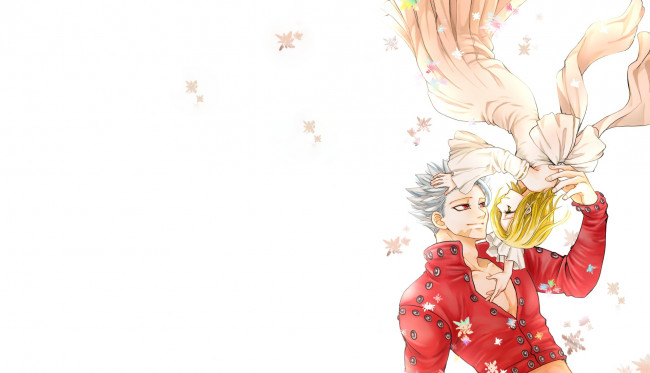 Обои картинки фото аниме, nanatsu no taizai, романтика, элейн, любовь, бан