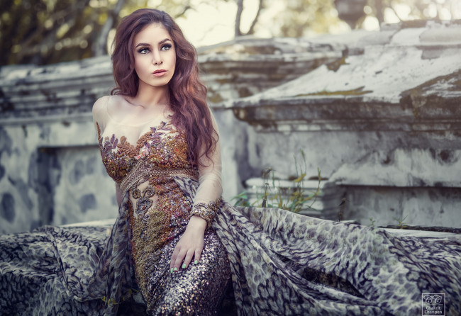 Обои картинки фото девушки, -unsort , брюнетки,  шатенки, волосы, платье, азиатка