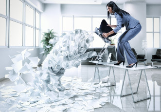 Картинка юмор+и+приколы indigo studios девушка стул офис атака рендеринг бумаги ситуация усталость служащий кипа