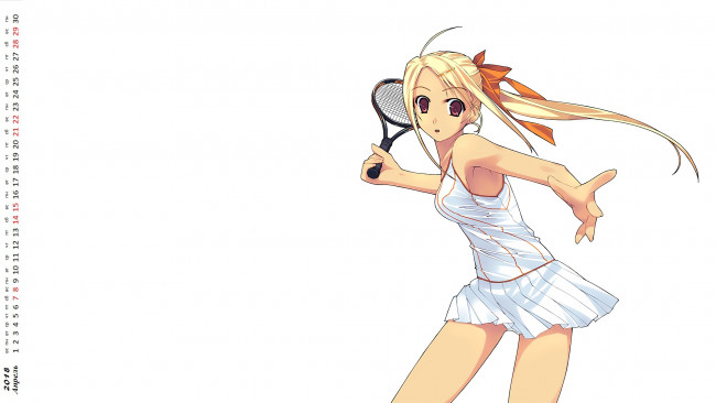 Обои картинки фото календари, аниме, девушка, взгляд, ракетка