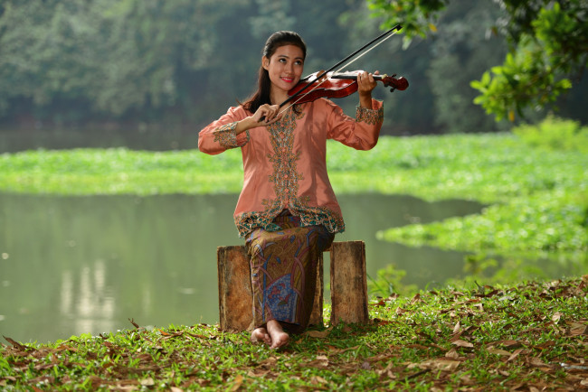 Обои картинки фото музыка, -другое, девушка, скрипка
