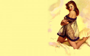 обоя рисованное, люди, девушка, пеньюар