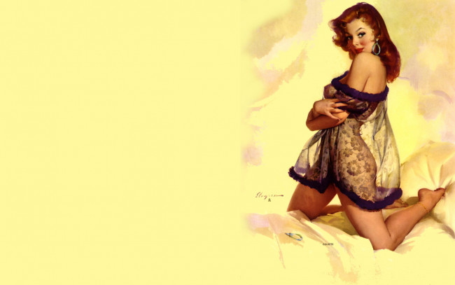 Обои картинки фото рисованное, люди, девушка, пеньюар