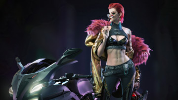 Картинка фэнтези девушки девушка очки сигарета мотоцикл топ штаны