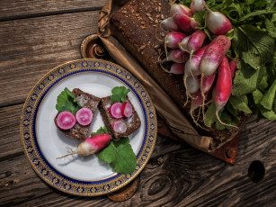 Картинка еда редис +репа +редька черный хлеб бутерброд