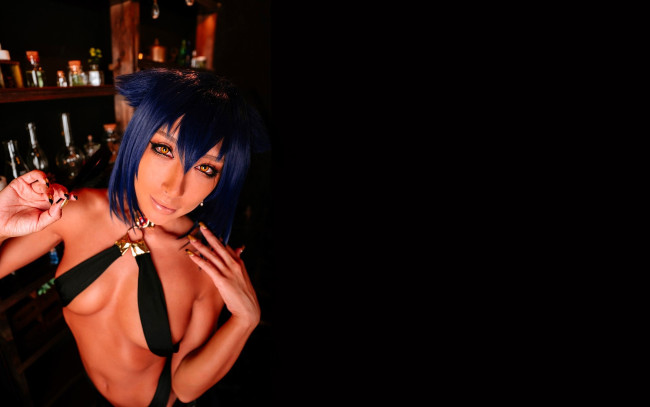 Обои картинки фото девушки, nonsummerjack, синие, волосы, наряд, полки