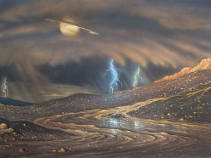 обоя титан, космос, спутники, сатурна