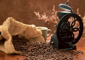 Картинка еда кофе кофейные зёрна кофемолка