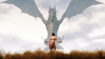Картинка the elder scrolls skyrim видео игры дракон трава