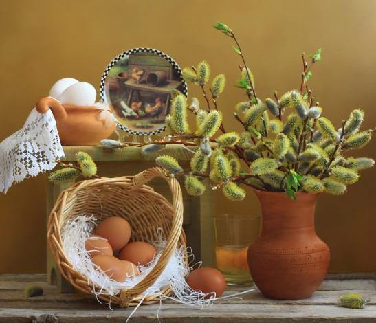 Обои картинки фото еда, Яйца, верба