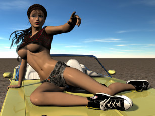 Картинка автомобили 3d+car&girl девушка автомобиль