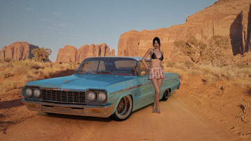 Картинка автомобили 3d+car&girl автомобиль девушка дорога