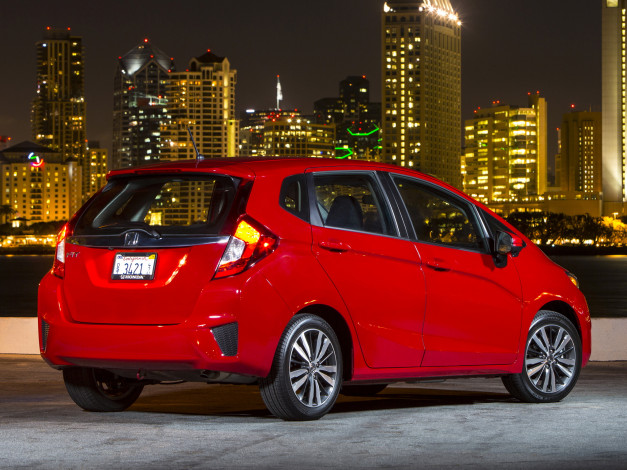 Обои картинки фото автомобили, honda, 2014, us-spec, fit, красный